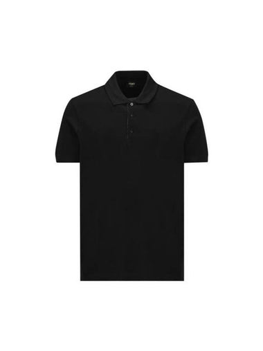 Piqué Polo Shirt Black - FENDI - BALAAN 1