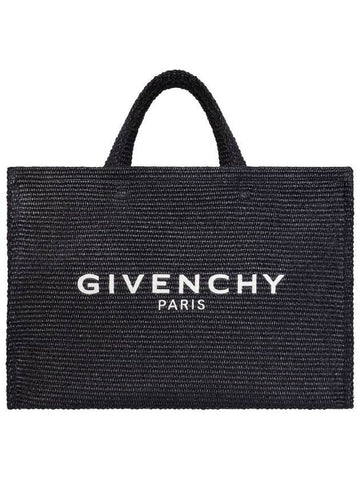 Logo Large Raffia Tote Bag Black - GIVENCHY - BALAAN 1