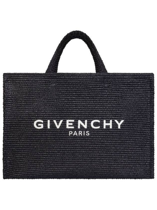 Logo Large Raffia Tote Bag Black - GIVENCHY - BALAAN 1