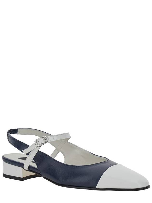 'Oceano' Blue Slingback Ballet Shoes With Contrasting Toe In Leather Woman - CAREL - BALAAN 2