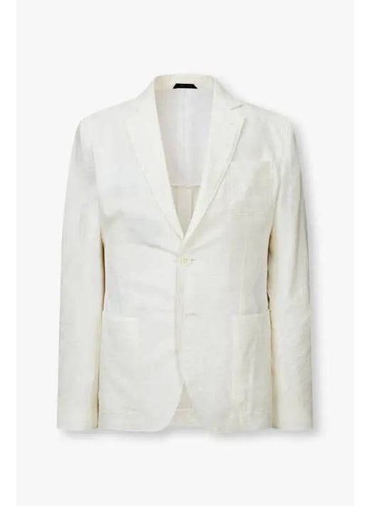 Men s No Cut Lapel Silk Single Jacket Cream - GIORGIO ARMANI - BALAAN 1