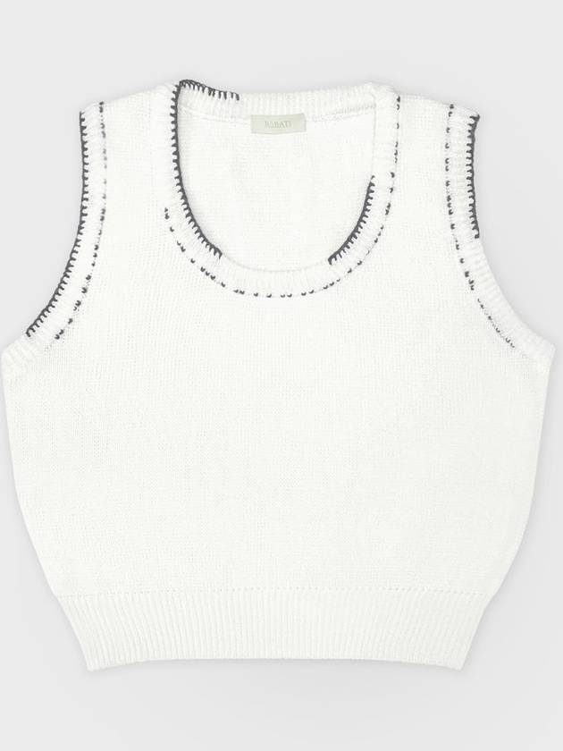 Linen Knit Vest Stitched by Hand IVORY women s top - RUBATI - BALAAN 2