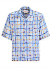 Print Habotai Silk Short Sleeve Shirt Light Blue - MARNI - BALAAN 2