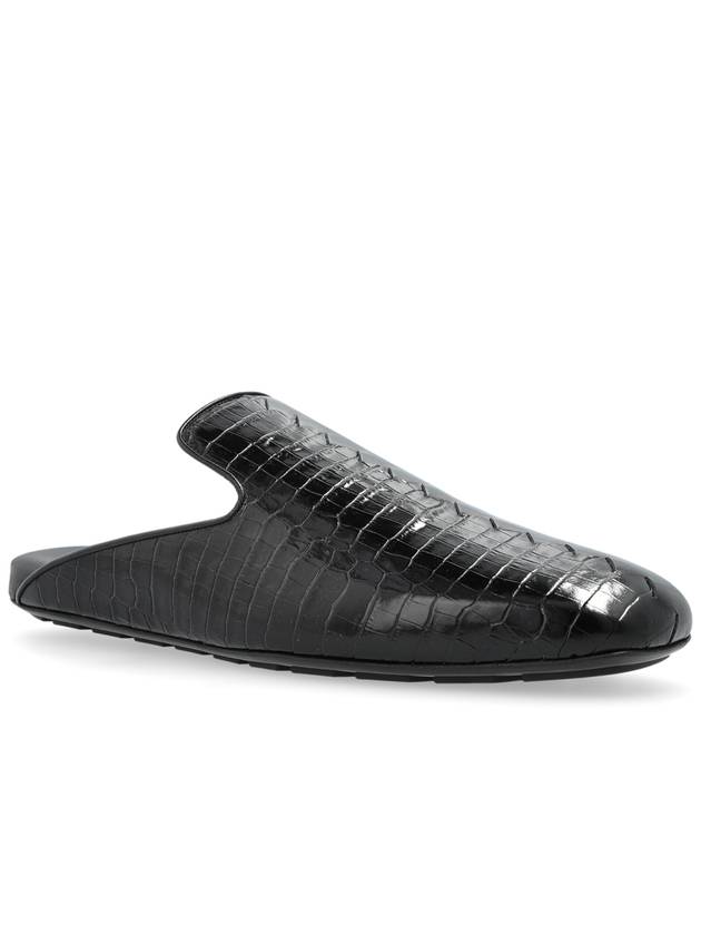 Bottega Veneta Leather Slides Roma, Men's, Black - BOTTEGA VENETA - BALAAN 4