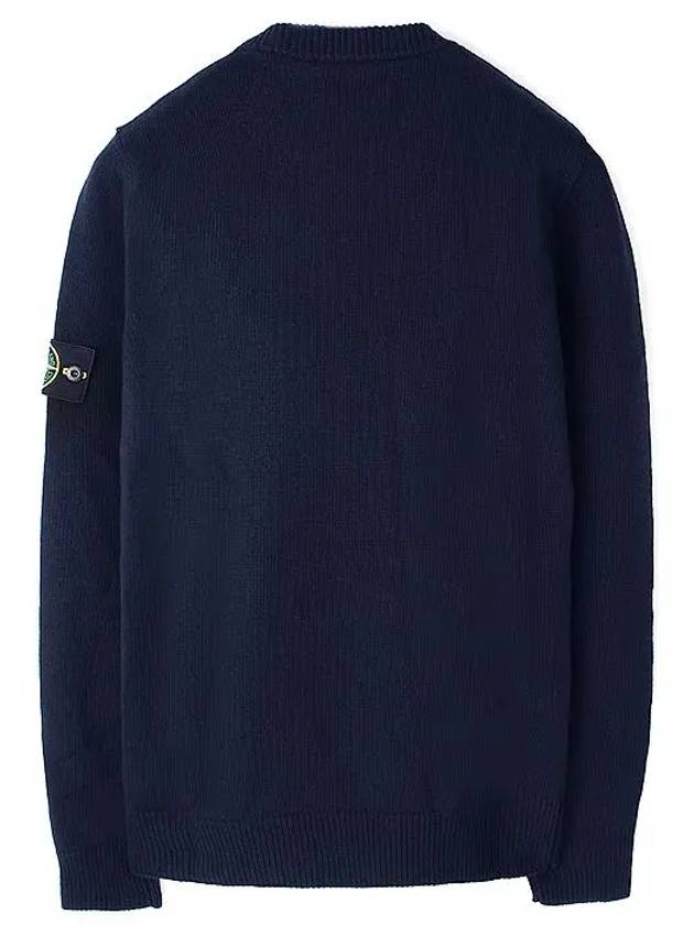 Logo Patch Crew Neck Wool Knit Top Navy - STONE ISLAND - BALAAN 3