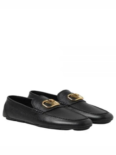 V Logo Leather Loafers Black - VALENTINO - BALAAN 2