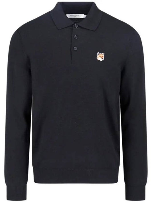 Fox Head Patch Polo Knit Top Black - MAISON KITSUNE - BALAAN 2