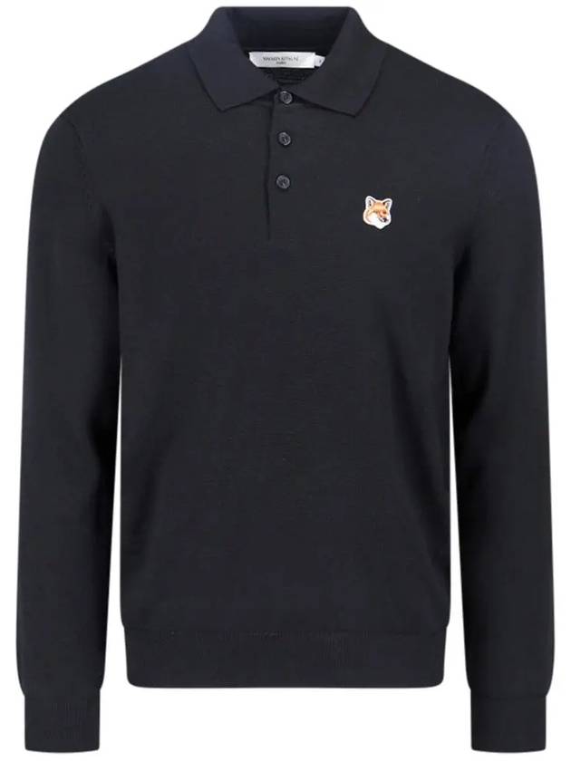 Fox Head Patch Polo Knit Top Black - MAISON KITSUNE - BALAAN 3