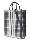 4 Bar Vertical Pebble Grain Leather Tote Black White - THOM BROWNE - BALAAN 3