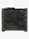 Zipper Leather Card Wallet Black - MARNI - BALAAN 2