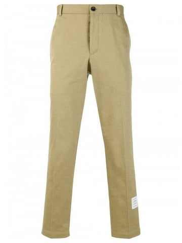 Men's Twill Unconstructed Cotton Straight Pants Beige - THOM BROWNE - BALAAN 1