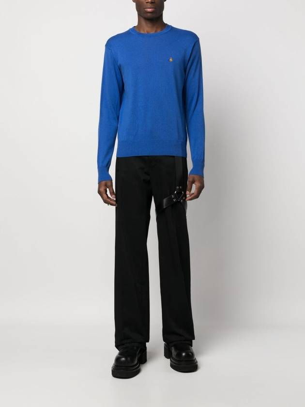 ORB Embroidered Crew Neck Knit Top Blue - VIVIENNE WESTWOOD - BALAAN 3