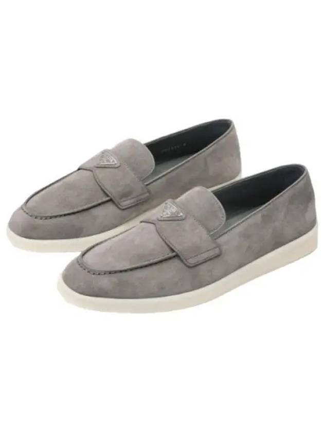 Triangular logo suede loafers men - PRADA - BALAAN 1