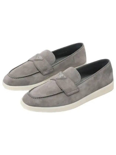 Triangular logo suede loafers - PRADA - BALAAN 1