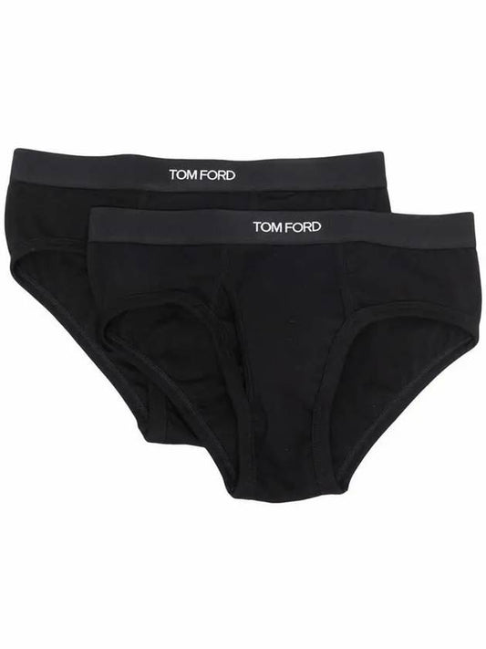 Men's Cotton Logo Waistband Briefs 2 Pack Black - TOM FORD - BALAAN 2