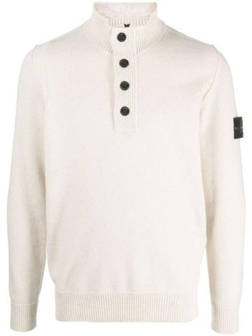 Wappen Patch Button Knit Top Ivory - STONE ISLAND - BALAAN 1