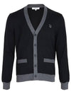 Bold Fox Head Patch Two-Tone Cardigan Black - MAISON KITSUNE - BALAAN 2