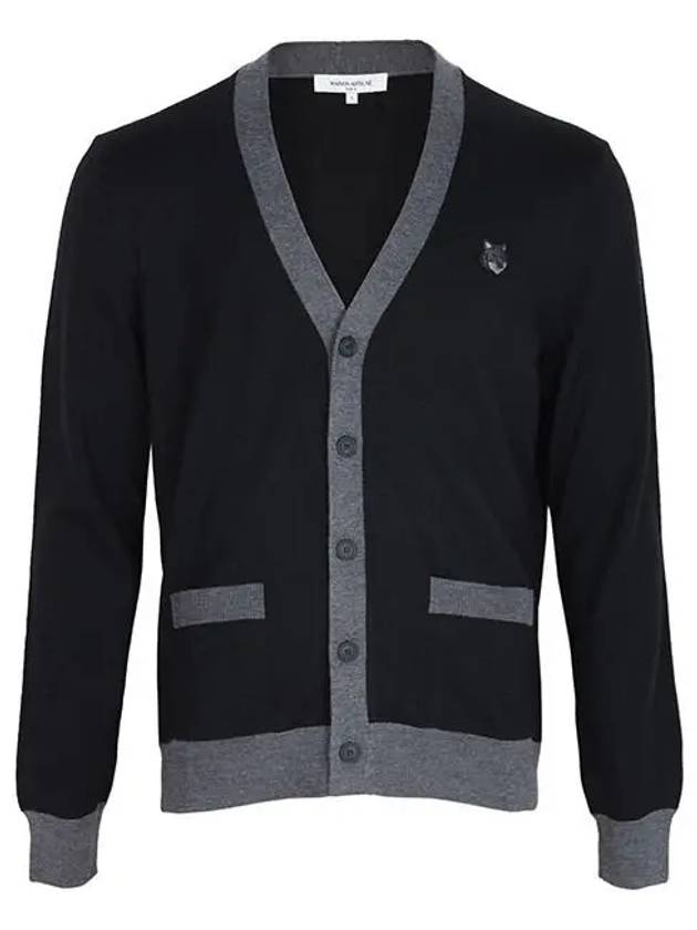 Bold Fox Head Patch Two-Tone Cardigan Black - MAISON KITSUNE - BALAAN 2