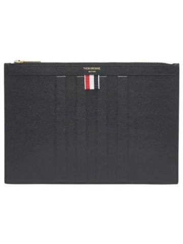 Pebble Grain Leather Debossed Diagonal Document Holder Clutch Black Bag - THOM BROWNE - BALAAN 1