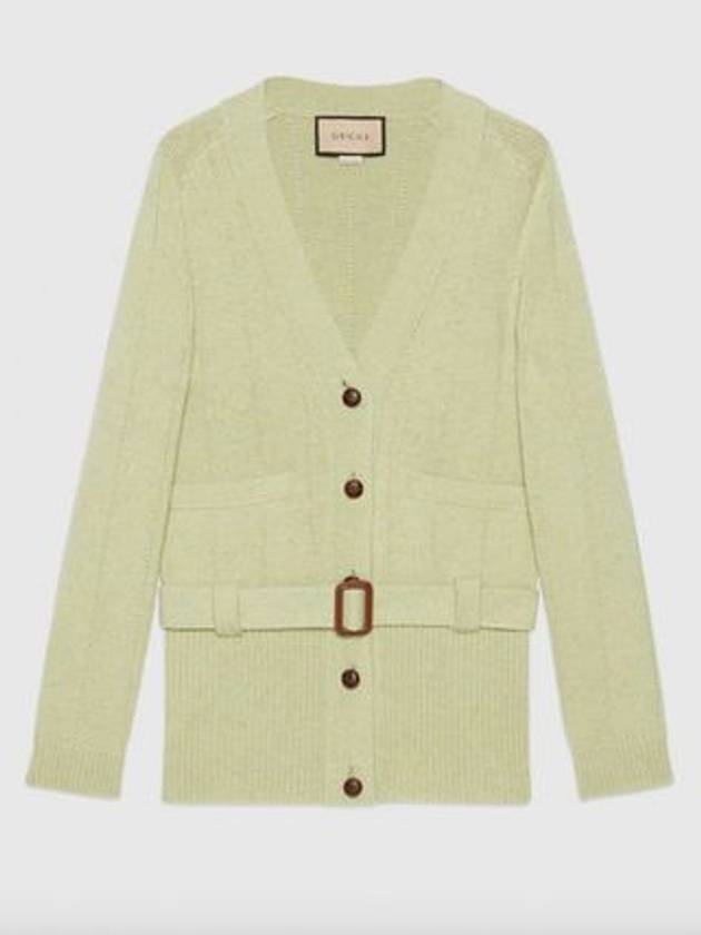 Belted rib wool knit cardigan - GUCCI - BALAAN 4