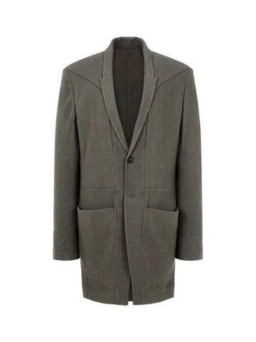 MEN narrow lapel wool single jacket dark khaki 270353 - RICK OWENS - BALAAN 1