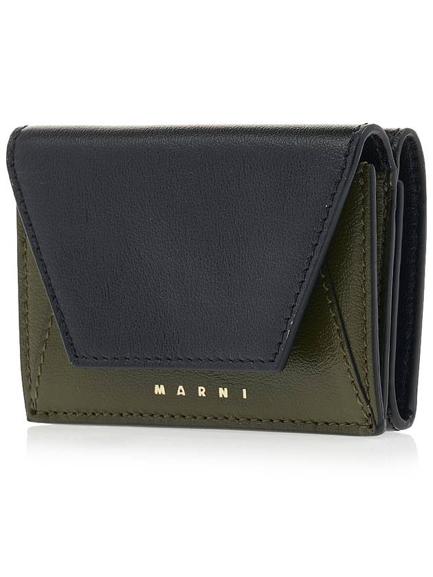 logo tri-fold wallet black green - MARNI - BALAAN.