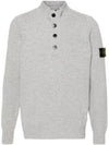 Wappen Patch Half Button Lambswool Knit Top Grey - STONE ISLAND - BALAAN 2