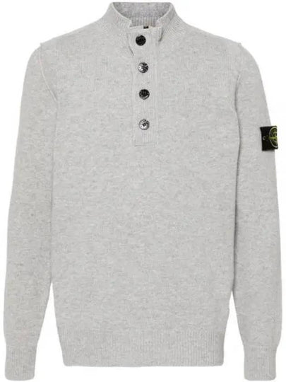 Wappen Patch Half Button Lambswool Knit Top Grey - STONE ISLAND - BALAAN 2