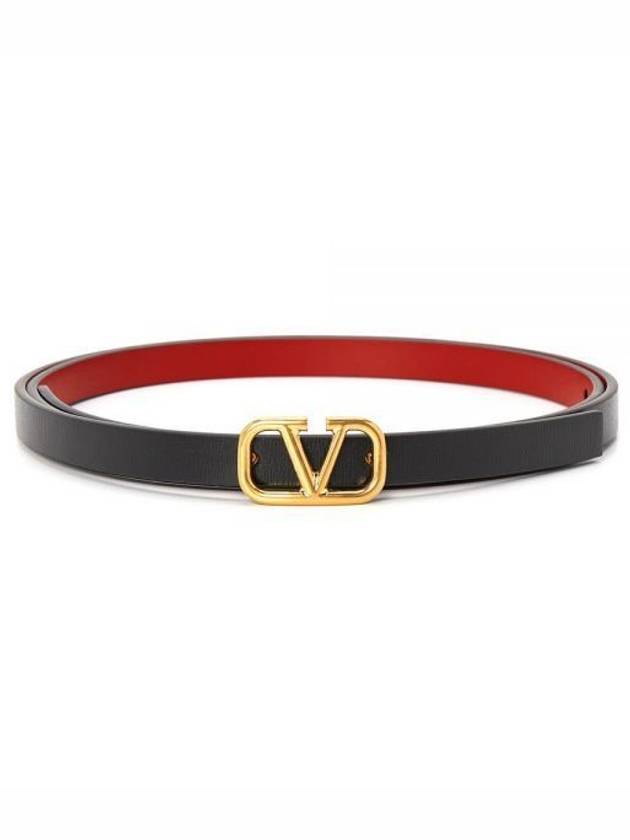 Reversible V Logo Belt Black Red - VALENTINO - BALAAN 1