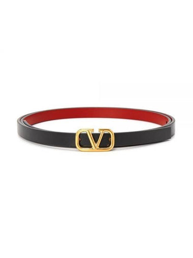 Reversible V Logo Belt Black Red - VALENTINO - BALAAN 1