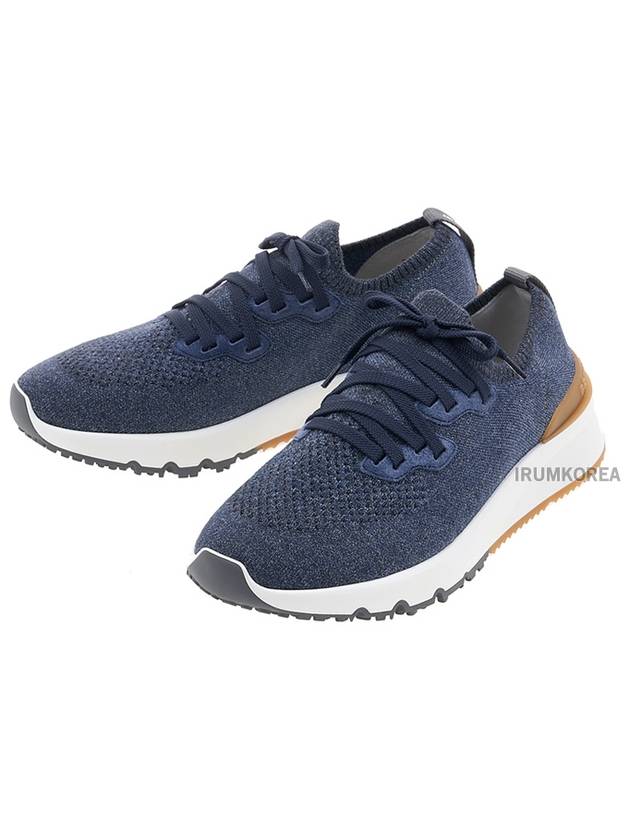 Stretch Knit Low Top Sneakers Blue - BRUNELLO CUCINELLI - BALAAN 2