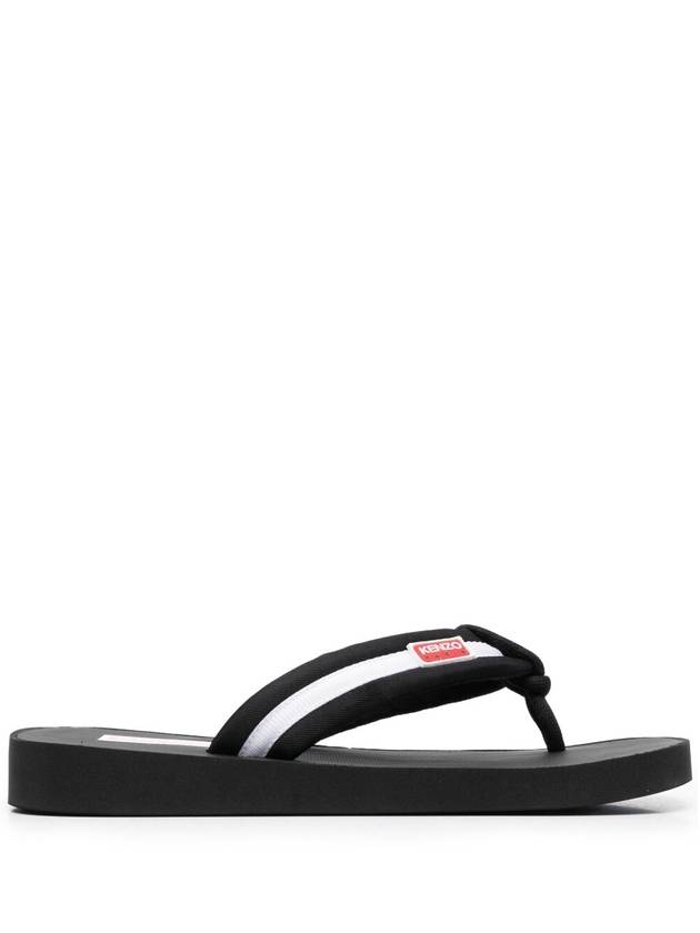 Men's Setta Logo Patch Nylon Flip Flops Black - KENZO - BALAAN 2