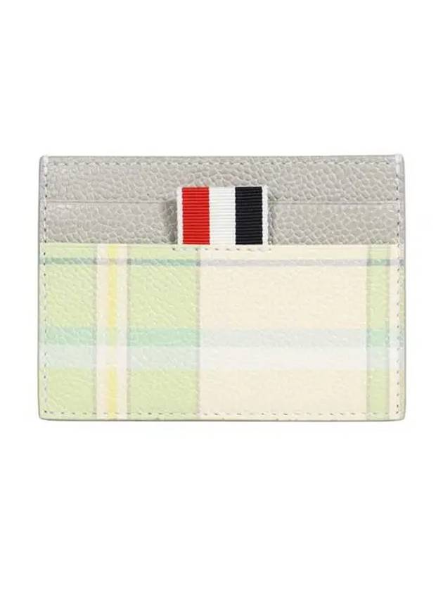 Check 4 Bar Leather Card Wallet Light Green - THOM BROWNE - BALAAN 3