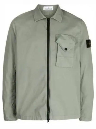 Stretch Cotton Gabardine Overshirt Jacket Green - STONE ISLAND - BALAAN 2