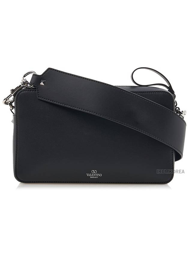 Garavani VLTN logo leather cross bag black - VALENTINO - BALAAN 4