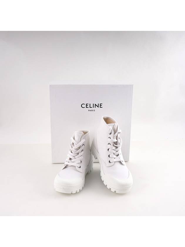 Logo Patapans Lace Up High Top Sneakers White - CELINE - BALAAN 5