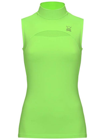 C23MTS020W Front Mesh Half Neck Top Green - CHUCUCHU - BALAAN 1