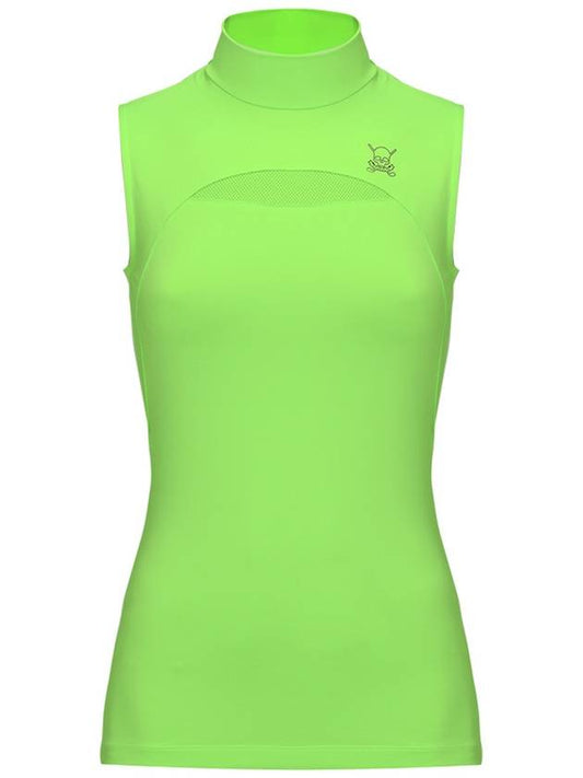 C23MTS020W Front Mesh Half Neck Top Green - CHUCUCHU - BALAAN 1