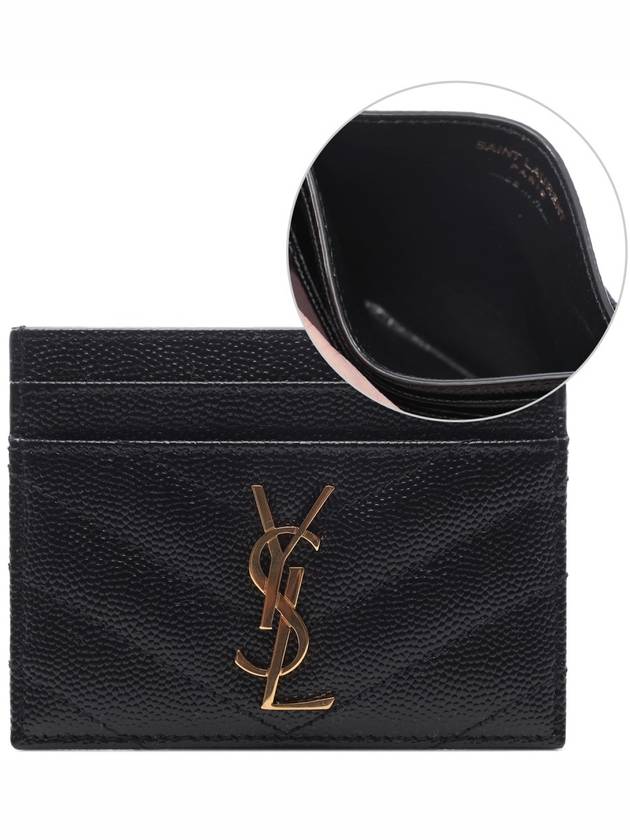 Gold Hardware Matelasse Caviar Leather Card Wallet Black - SAINT LAURENT - BALAAN 2