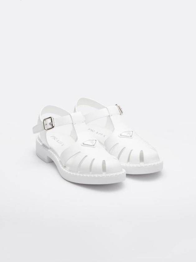 Brushed Leather Fisherman Sandals White - PRADA - BALAAN 2