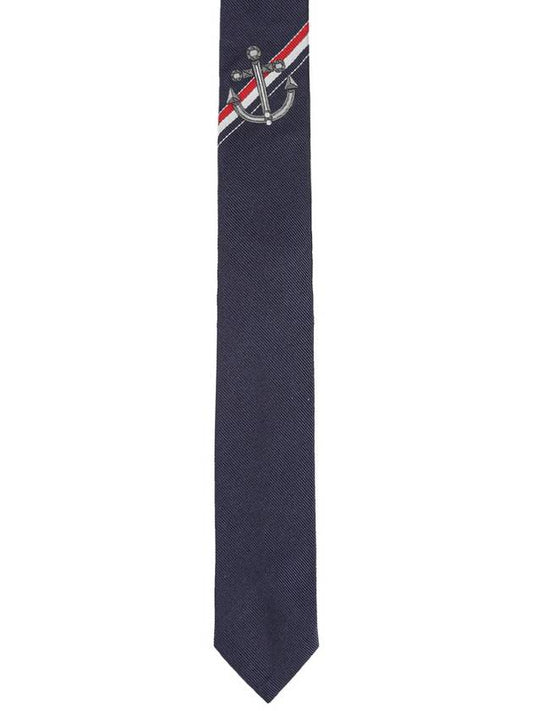 Anchor Print Silk Tie Navy - THOM BROWNE - BALAAN 2