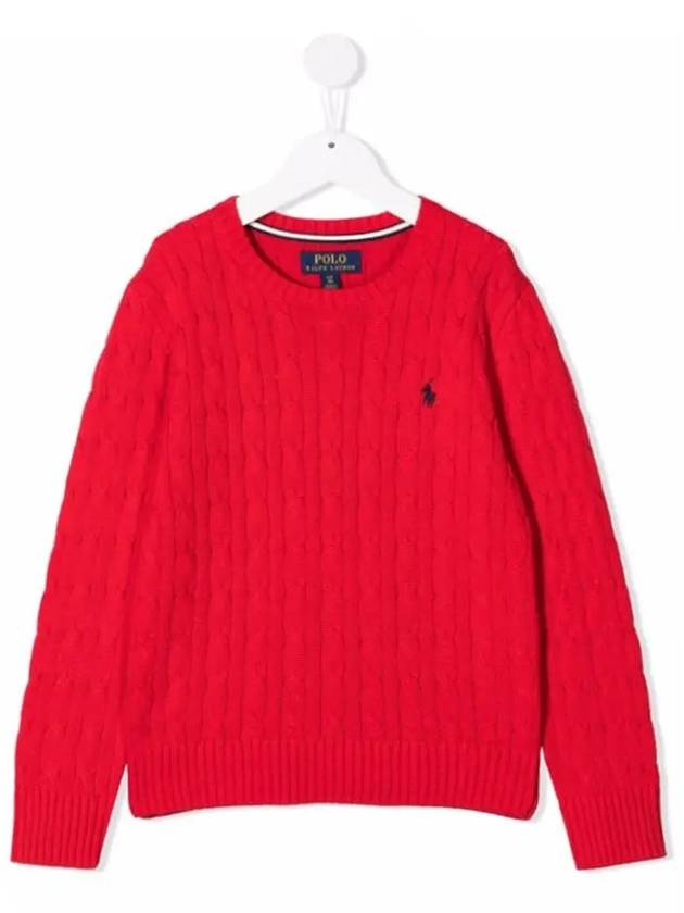 Kids Pony Embroidery Cable Knit Red 702674 021 - POLO RALPH LAUREN - BALAAN 1