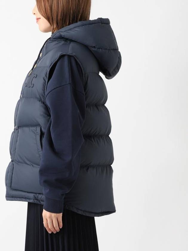 Triomphe Patch Hooded Down Vest Light Navy - CELINE - BALAAN 8