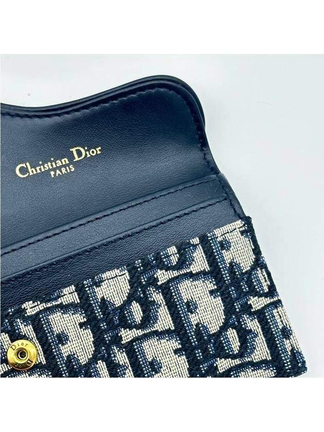 Women's Oblique Jacquard Saddle Card Wallet Blue - DIOR - BALAAN 8