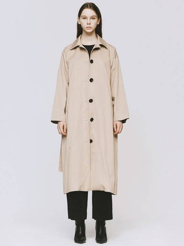 WOMEN NIGHT SINGLE LONG COAT BEIGE single coat - MONOPHOBIA - BALAAN 1