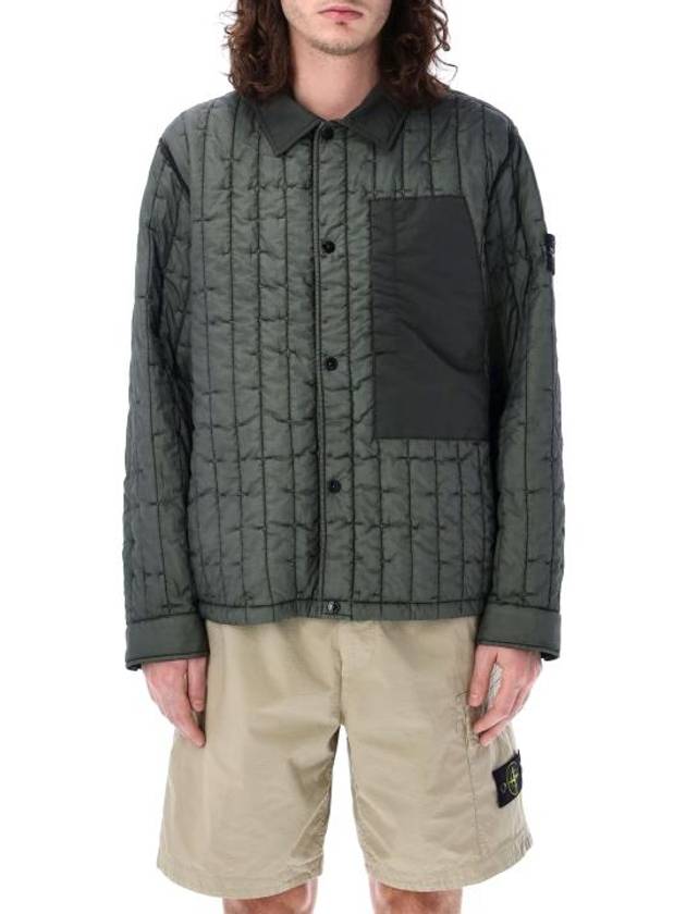 Men's Stella Wappen Patch Quilted Jacket Green - STONE ISLAND - BALAAN 2