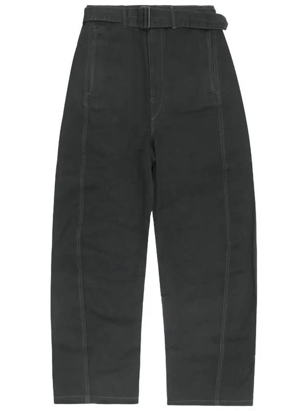 Twisted Belted Cotton Straight Pants Grey - LEMAIRE - BALAAN 4