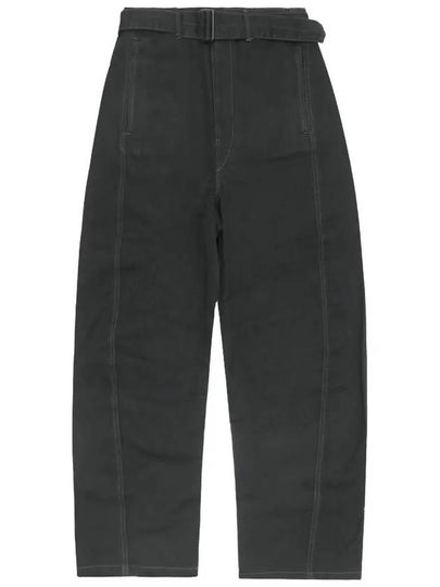 Twisted Belted Cotton Straight Pants Grey - LEMAIRE - BALAAN 2