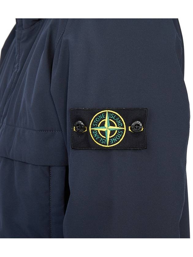 Men's Soft Shell Wappen Hooded Jacket Navy Blue - STONE ISLAND - BALAAN.