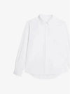 Tonal Heart Logo Long Sleeve Shirt White - AMI - BALAAN 3